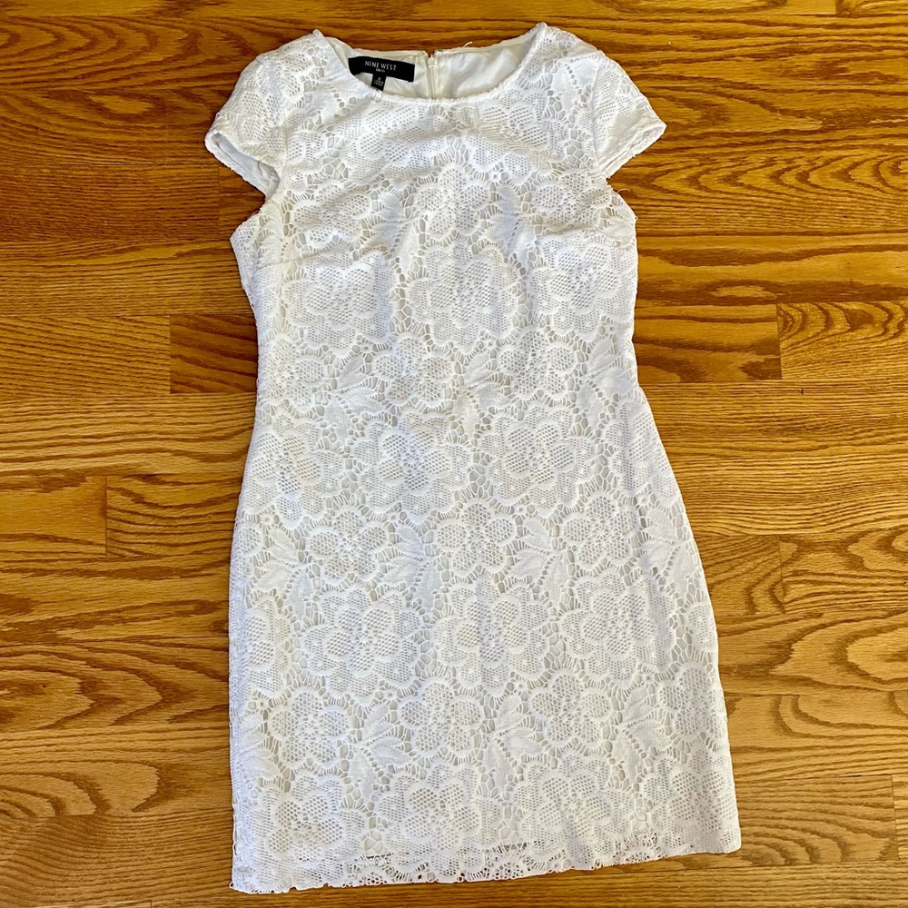 Nine West White Lace Dress Size 8